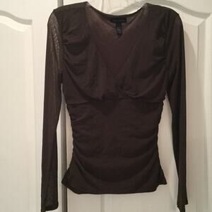 Context Chocolate L side rushed long sleeve top